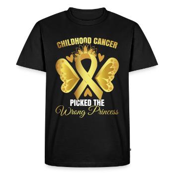 Childhood Cancer Picked The Wrong Princess - Men's Premium Organic T-Shirt - black - Front - Nico (187cm)