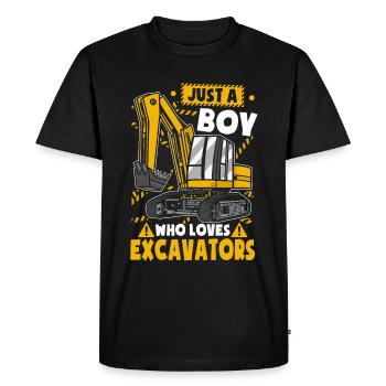 Juste un garçon qui aime les pelles - T-shirt Premium bio Homme - noir - Devant - Nico (187cm)