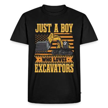 Juste un garçon qui aime les pelles - T-shirt Premium bio Homme - noir - Devant - Nico (187cm)