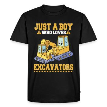 Juste un garçon qui aime les pelles - T-shirt Premium bio Homme - noir - Devant - Nico (187cm)