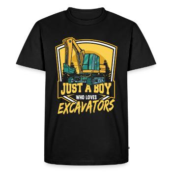 Juste un garçon qui aime les pelles - T-shirt Premium bio Homme - noir - Devant - Nico (187cm)