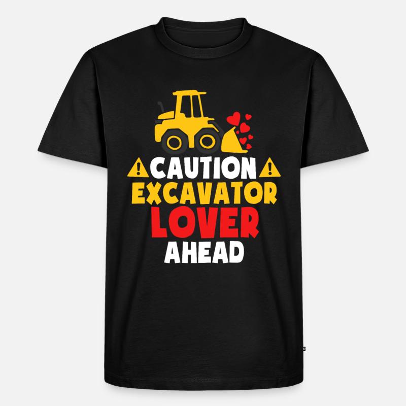 Baggerliebhaber voraus - Männer Premium Bio T-Shirt - Schwarz