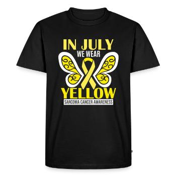 En juillet, nous portons une sensibilisation au cancer du sarcome jaune - T-shirt Premium bio Homme - noir - Devant - Nico (187cm)
