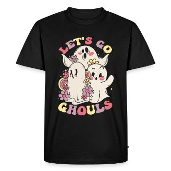 Halloween Ghost Lets Go Ghouls - Men's Premium Organic T-Shirt - black - Front - Nico (187cm)
