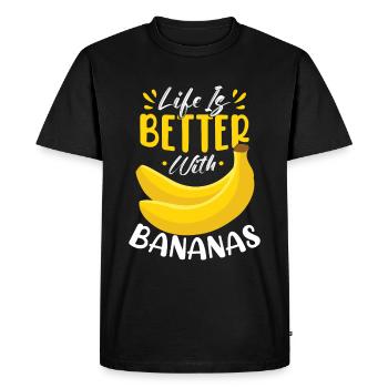 Banana Lover Life Is Better With Bananas - Men's Premium Organic T-Shirt - black - Front - Nico (187cm)