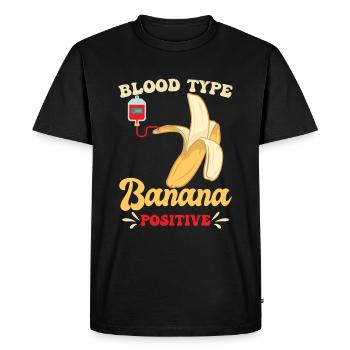Blood Type Banana Positive - Men's Premium Organic T-Shirt - black - Front - Nico (187cm)