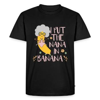 Grandma Nana Banana - Men's Premium Organic T-Shirt - black - Front - Nico (187cm)