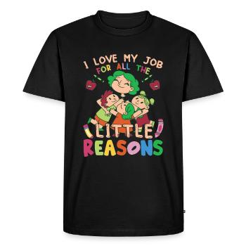 J’aime mon travail pour toutes les petites raisons - T-shirt Premium bio Homme - noir - Devant - Nico (187cm)