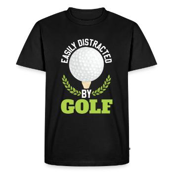Facilement distrait par le golf - T-shirt Premium bio Homme - noir - Devant - Nico (187cm)