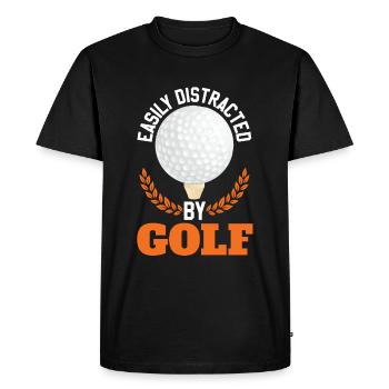Facilement distrait par le golf - T-shirt Premium bio Homme - noir - Devant - Nico (187cm)