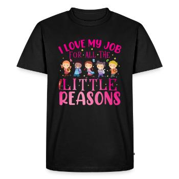 J’aime mon travail pour toutes les petites raisons - T-shirt Premium bio Homme - noir - Devant - Nico (187cm)