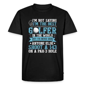 Funny Golf Golfing Joke - Men's Premium Organic T-Shirt - black - Front - Nico (187cm)