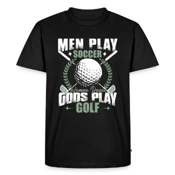 Gods Play Golf - Men's Premium Organic T-Shirt - black - Front - Nico (187cm)