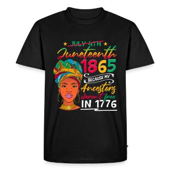 Juneteenth Mes ancêtres n’étaient pas libres en 1776 - T-shirt Premium bio Homme - noir - Devant - Nico (187cm)