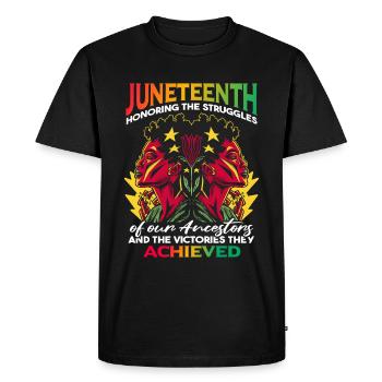 Juneteenth honore les luttes de nos ancêtres - T-shirt Premium bio Homme - noir - Devant - Nico (187cm)