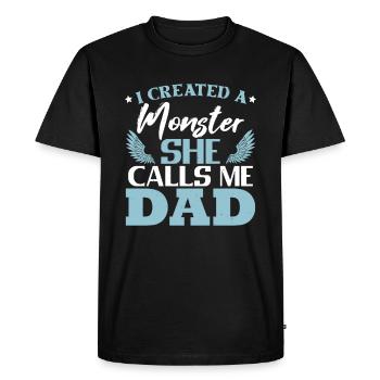 J’ai créé un monstre Elle m’appelle papa - T-shirt Premium bio Homme - noir - Devant - Nico (187cm)