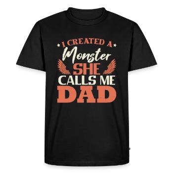 Humour Père Fille Papa Blague Fête des pères Papa - T-shirt Premium bio Homme - noir - Devant - Nico (187cm)