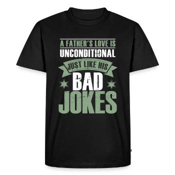Mauvaises blagues Fête des pères Papa - T-shirt Premium bio Homme - noir - Devant - Nico (187cm)