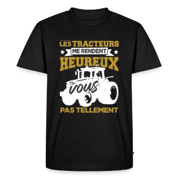 Les Tracteurs Me Rendent Heureux - T-shirt Premium bio Homme - noir - Devant - Nico (187cm)
