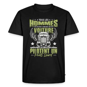Les Meilleurs Pilotent Un Poids Lourd - T-shirt Premium bio Homme - noir - Devant - Nico (187cm)