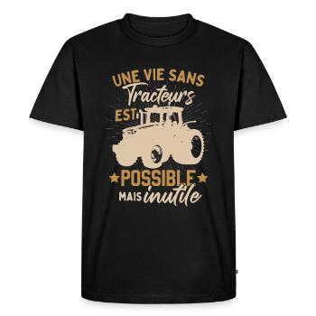 Tracteur Dicton Drole - T-shirt Premium bio Homme - noir - Devant - Nico (187cm)