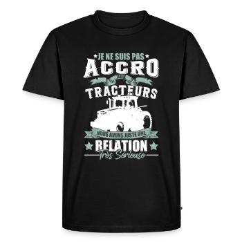 Dicton drôle de tracteur - T-shirt Premium bio Homme - noir - Devant - Nico (187cm)