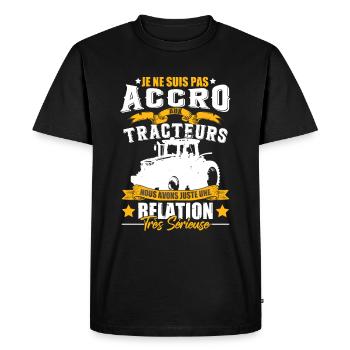 Drôle Tracteur Humour - T-shirt Premium bio Homme - noir - Devant - Nico (187cm)