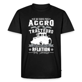 Drôle Paysan Fermier Tracteur - T-shirt Premium bio Homme - noir - Devant - Nico (187cm)