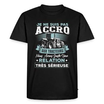 Fête des pères humoristique tracteur - T-shirt Premium bio Homme - noir - Devant - Nico (187cm)
