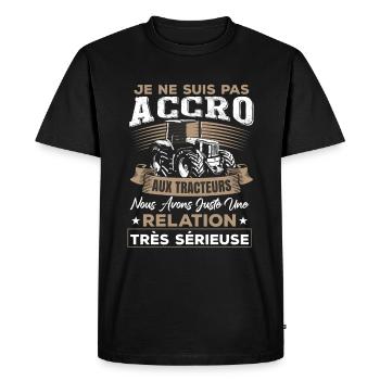 Tracteur Humour Cadeau Ferme Paysan - T-shirt Premium bio Homme - noir - Devant - Nico (187cm)
