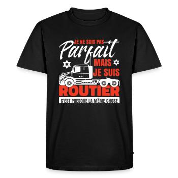 Je Suis Routier - T-shirt Premium bio Homme - noir - Devant - Nico (187cm)