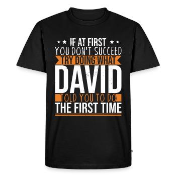 Funny David Dave - Men's Premium Organic T-Shirt - black - Front - Nico (187cm)