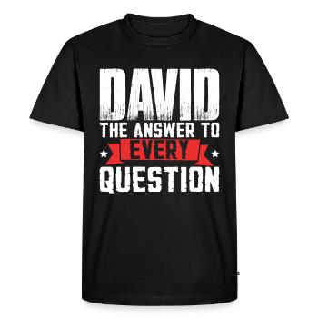 David La réponse à toutes les questions - T-shirt Premium bio Homme - noir - Devant - Nico (187cm)