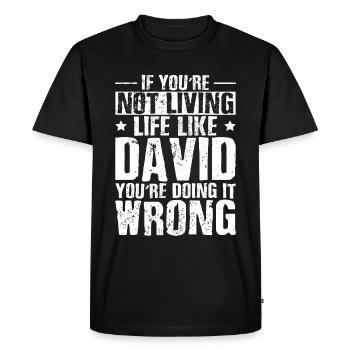 Funny David Humor - Men's Premium Organic T-Shirt - black - Front - Nico (187cm)