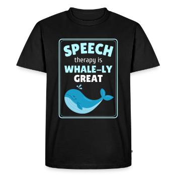 Speech Therapy Whale Speech Language Pathology SLP - Men's Premium Organic T-Shirt - black - Front - Nico (187cm)