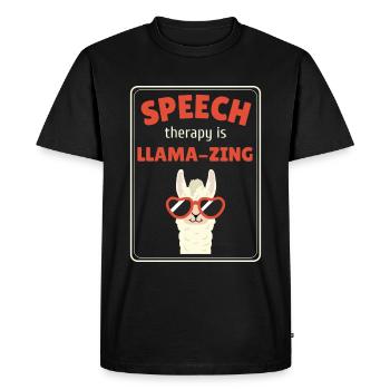 Speech Therapy Llama Speech Language Pathology - Men's Premium Organic T-Shirt - black - Front - Nico (187cm)