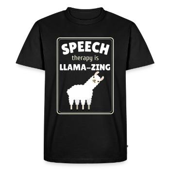SLP Speech Therapy Llama Speech Language Pathology - Men's Premium Organic T-Shirt - black - Front - Nico (187cm)