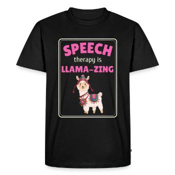 Speech Therapy Llama Speech Language Pathology - Men's Premium Organic T-Shirt - black - Front - Nico (187cm)