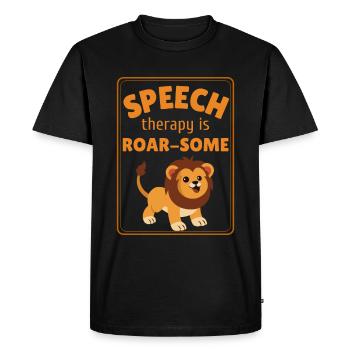 Orthophoniste SLP Lion - T-shirt Premium bio Homme - noir - Devant - Nico (187cm)