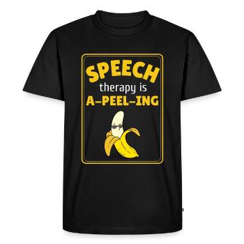 Speech Therapy Banana Speech Language Pathology - Men's Premium Organic T-Shirt - black - Front - Nico (187cm)