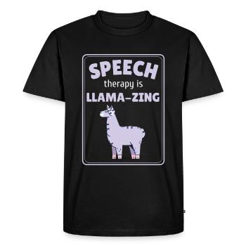 L’orthophonie est llamazing SLP - T-shirt Premium bio Homme - noir - Devant - Nico (187cm)