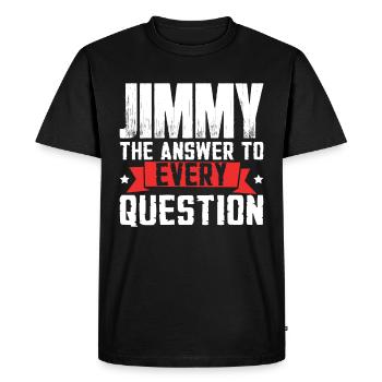Jimmy La réponse à toutes les questions - T-shirt Premium bio Homme - noir - Devant - Nico (187cm)