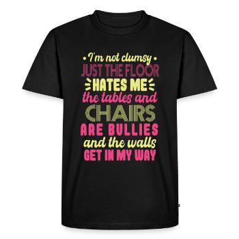 Women Clumsy Humor Joke - Men's Premium Organic T-Shirt - black - Front - Nico (187cm)