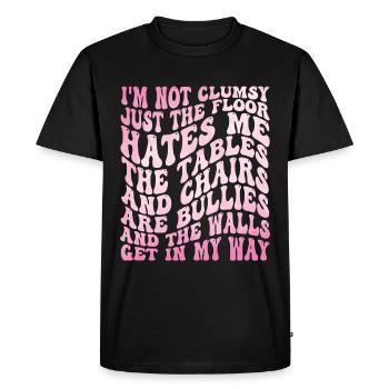 Women Clumsy Quote - Men's Premium Organic T-Shirt - black - Front - Nico (187cm)