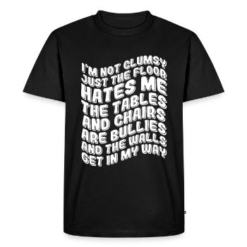 Clumsy Gift - Men's Premium Organic T-Shirt - black - Front - Nico (187cm)