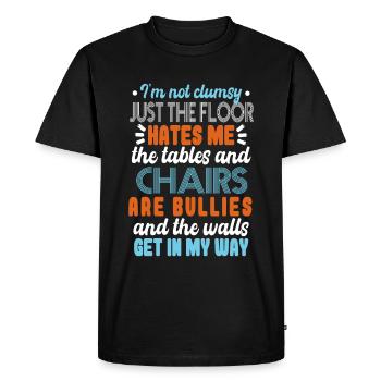Retro Clumsy Joke Humor - Men's Premium Organic T-Shirt - black - Front - Nico (187cm)