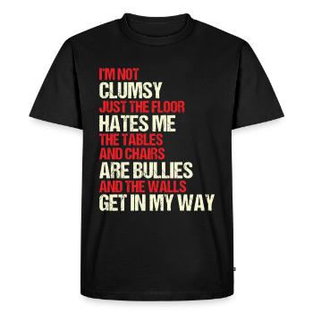 Retro Clumsy Gift Sarcasm - Men's Premium Organic T-Shirt - black - Front - Nico (187cm)