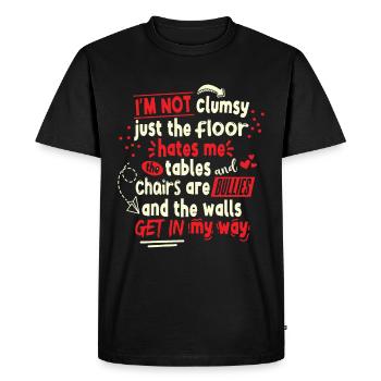 Clumsy People Saying - Men's Premium Organic T-Shirt - black - Front - Nico (187cm)