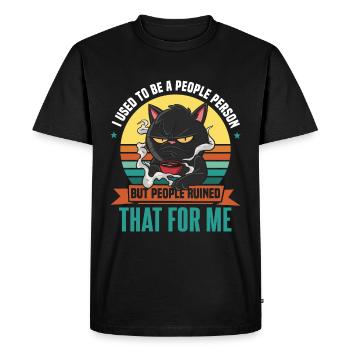 J’avais l’habitude d’être une personne humaine Cat Coffee - T-shirt Premium bio Homme - noir - Devant - Nico (187cm)