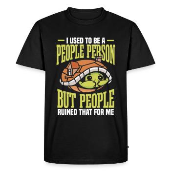 J’étais une personne humaine Tortue introvertie - T-shirt Premium bio Homme - noir - Devant - Nico (187cm)
